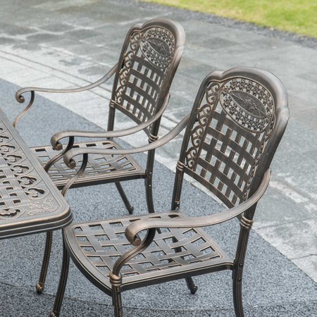 Gardenised Indoor and Outdoor Bronze Dinning Set 2 Chairs Cast Aluminum. QI003958CH.2